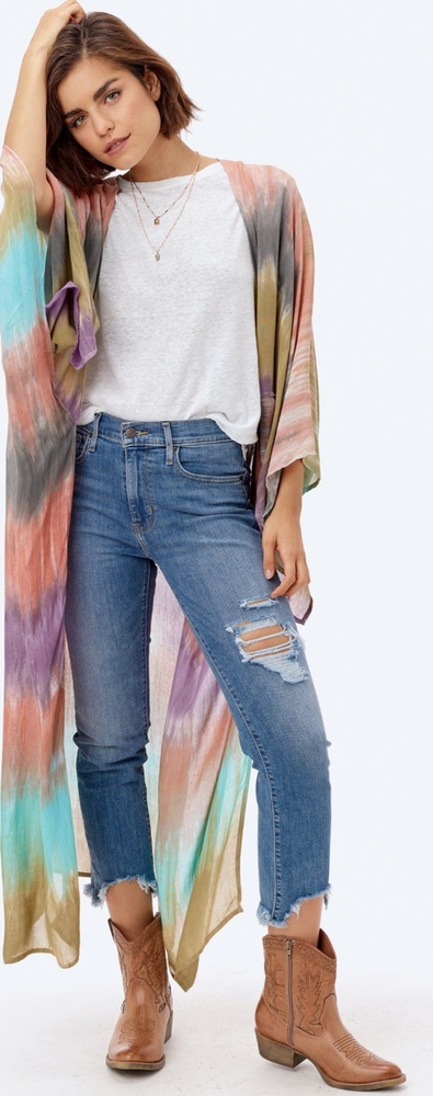 Tie dye maxi kimono
